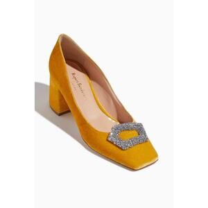 NEW Rupert Sanderson Naxos Velvet Pump In Daffodil In Yellow 40